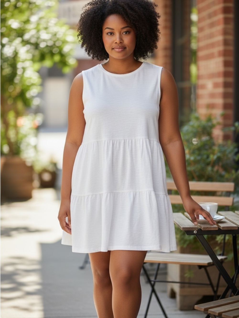 Universal Thread White Sleeveless Tiered Mini Dress